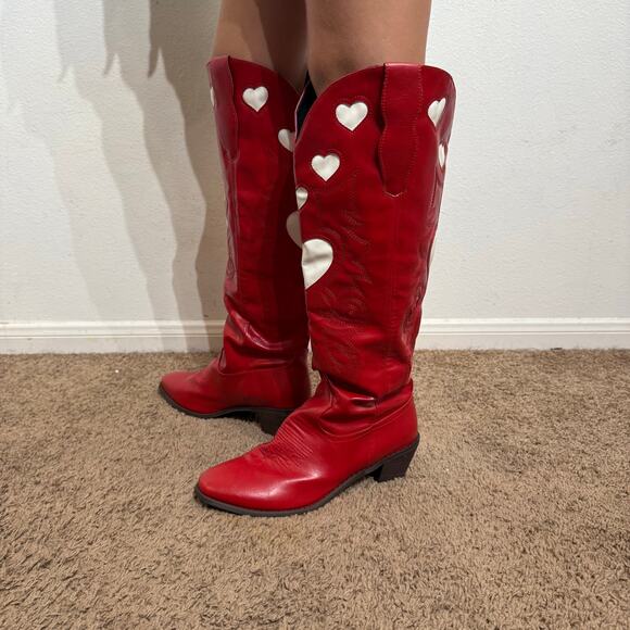 Red Heart Cowgirl Boots Sz 43 - Picture 3 of 9